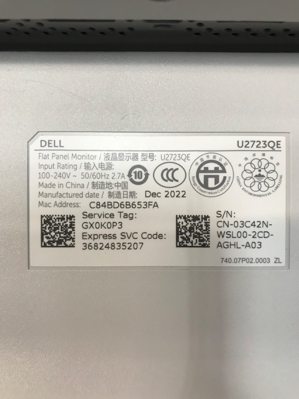 Photo 3 of Dell P2723QE USB-C Hub Monitor - 26.96-inch 4K (3840 x 2160) 60Hz Display, 5ms Response Time (Fast Mode), USB-C/DisplayPort/HDMI/USB 3.2 Gen1 Connectivity, Color Depth: 1.07 Billion Colors – Black
