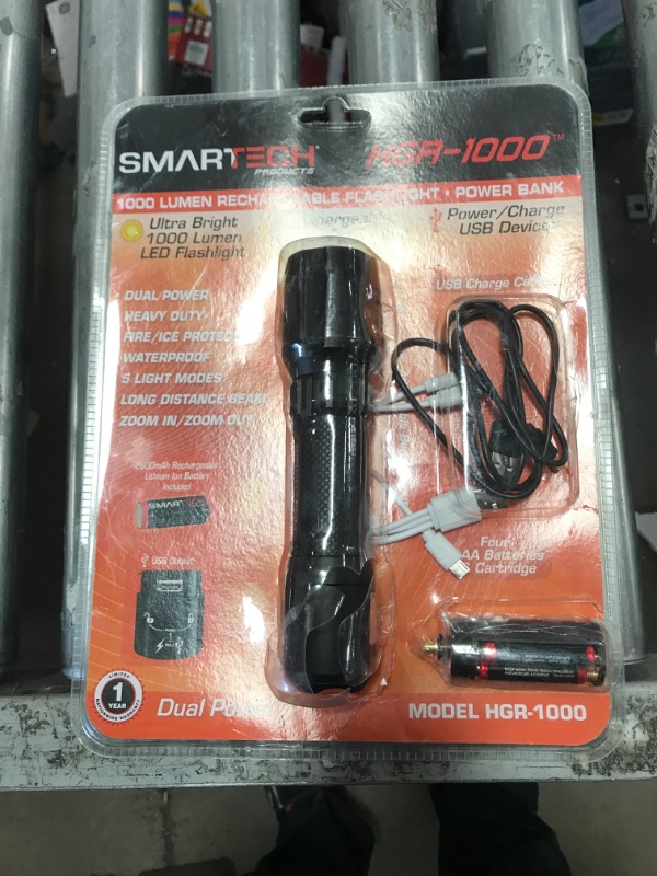 Photo 2 of 1000 Lumens Dual Powered Rechargeable LED Flashlight and 2600 mAh Power Bank
