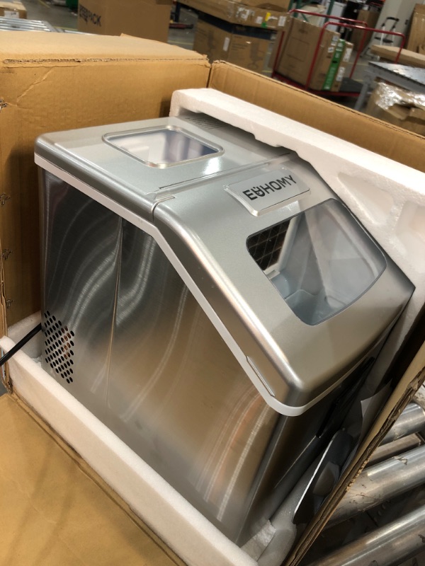 Photo 2 of **NONREFUNDABLE**FOR PARTS OR REPAIR**SEE NOTES**
EUHOMY Countertop Ice Maker Machine, 40Lbs/24H Auto Self-Cleaning, 24 Pcs Ice/13 Mins, Portable Compact Ice Maker with Ice Scoop & Basket, Perfect for Home/Kitchen/Office/Bar(Silver) 13.70*14.1*11.0in 1