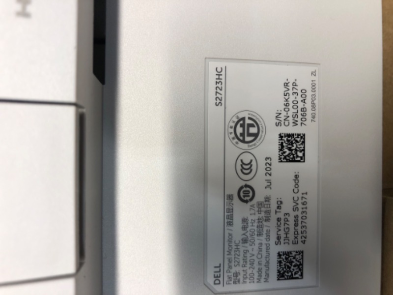 Photo 1 of Dell 27-inch USB-C Monitor - Full HD (1920 x 1080 Display, 75Hz Refresh Rate, 4MS Grey-to-Grey Response Time (Extreme Mode), Dual 3W Built-in Speakers, HDMI, IPS, AMD FreeSync, Silver - S2723HC