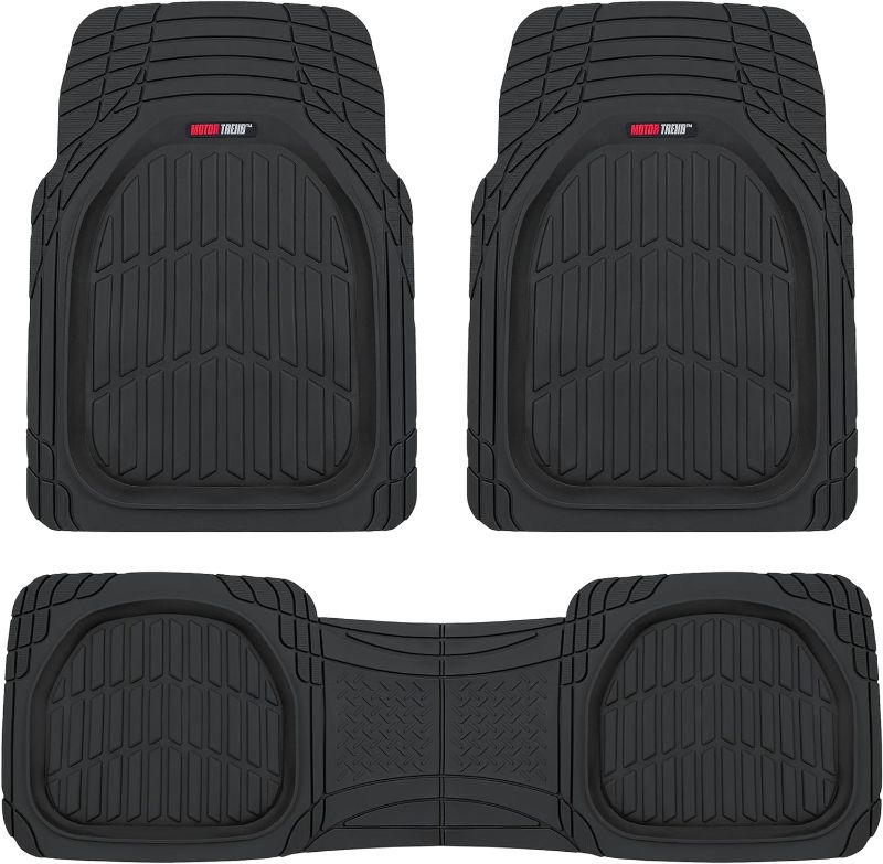 Photo 1 of Motor Trend FlexTough Floor Mats for Cars, Black Deep Dish All-Weather Mats, Waterproof Trim-To Fit Automotive Floor Mats for Cars Trucks SUV, Universal Floor Liner Car Accessories
