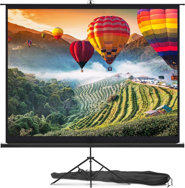 Photo 1 of Universal 100-Inch Tripod Screen - Floor Standing Portable Fold-Out Roll-Up Tripod Manual Projector Screen 100 inch - 4:3