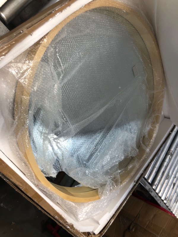 Photo 1 of 30" Round Vanity Mirror with Wood Frame