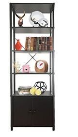 Photo 1 of **WHITE, NOT BLACK**  Jahof 5-Tier Industrial Bookshelf Bookcase with 2 Doors Standing Storage