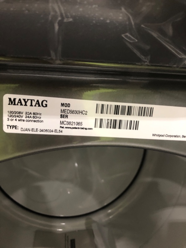 Photo 4 of Maytag 7.3-cu ft Stackable Electric Dryer (Metallic Slate) ENERGY STAR

