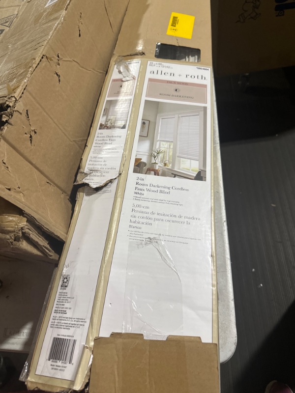 Photo 2 of **READ NOTES BELOW**allen + roth Trim at Home 2-in Slat Width 35-in x 48-in Cordless White Faux Wood Room Darkening Horizontal Blinds
