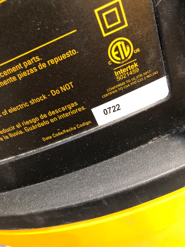 Photo 5 of *parts* *see clerk notes* DEWALT Stealthsonic Quiet 12-Gal 5.5-HP Corded Wet/Dry Shop Vac