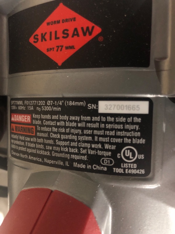 Photo 6 of * read notes * 
SKILSAW 15-Amp 7-1/4-Inch Lightweight Worm Drive Circular Saw with 6.5 AMP 