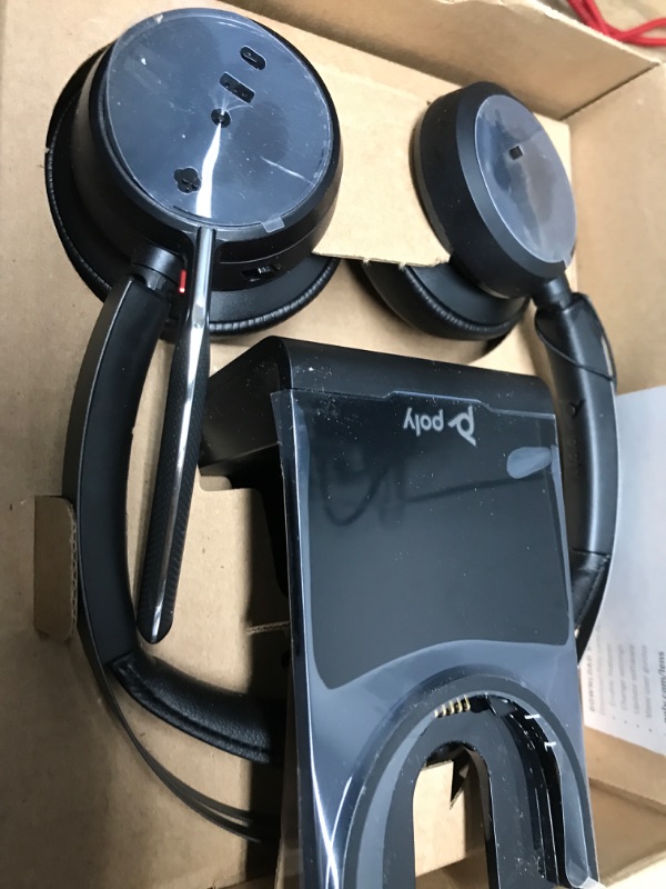 Photo 3 of Poly Voyager Focus 2 UC Wireless Headset with Microphone & Charge Stand (Plantronics) - Active Noise Canceling (ANC) - Connect PC/Mac/Mobile via Bluetooth -Works w/Teams, Zoom & More-Amazon Exclusive 2021 Version (USB-A Only) Headset + Charge Stand