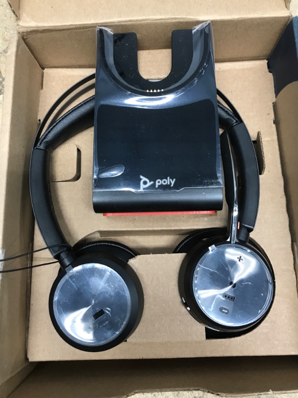 Photo 2 of Poly Voyager Focus 2 UC Wireless Headset with Microphone & Charge Stand (Plantronics) - Active Noise Canceling (ANC) - Connect PC/Mac/Mobile via Bluetooth -Works w/Teams, Zoom & More-Amazon Exclusive 2021 Version (USB-A Only) Headset + Charge Stand