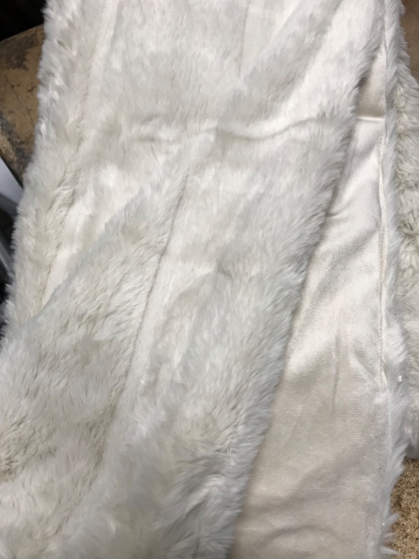 Photo 3 of Cozy Bliss Luxury Super Soft Striped Faux Fur Throw Blanket for Couch