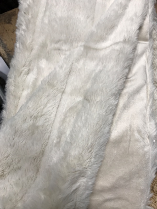 Photo 2 of Cozy Bliss Luxury Super Soft Striped Faux Fur Throw Blanket for Couch