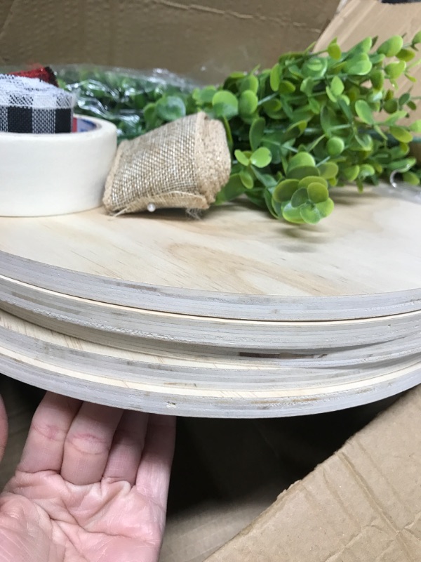 Photo 3 of 2/5 Inch Thick Wood Circles for Crafts,13.8 Inch Unfinished Wood Rounds,5 Pack Natural Wood Slices for Ornaments, Centerpieces, Pyrography, Door Sign, Painting, DIY Crafts, Wedding,Christmas.