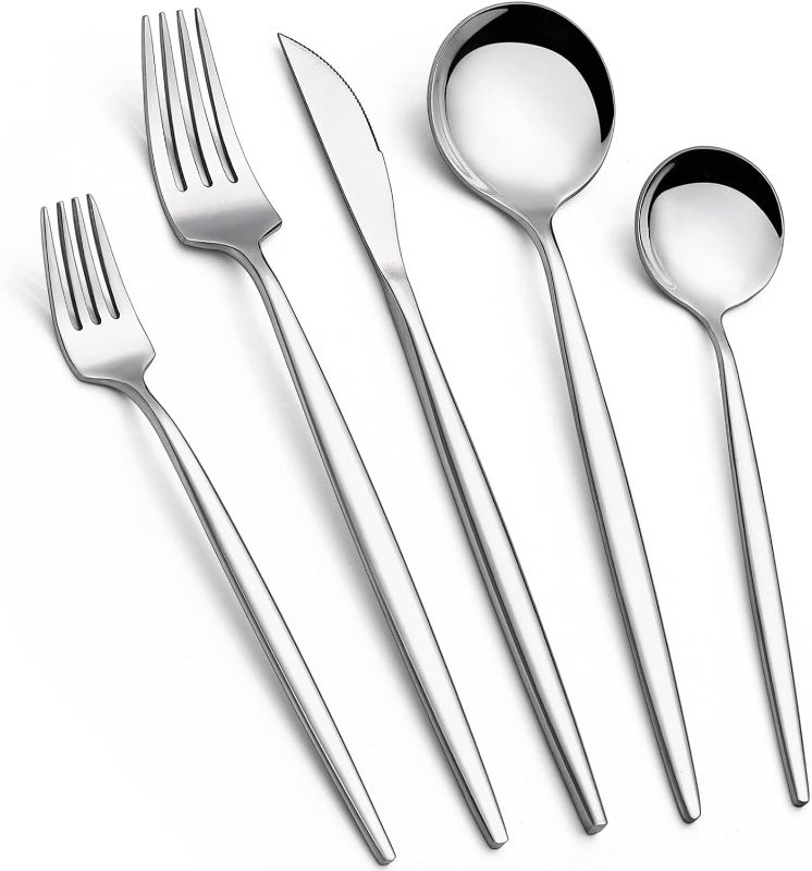 Photo 1 of 60-Piece Silverware Set, EWFEN Flatware Set for 12, Food-Grade Stainless Steel Tableware Cutlery Set, Utensil Sets for Home Restaurant, Mirror Finish, Dishwasher Safe