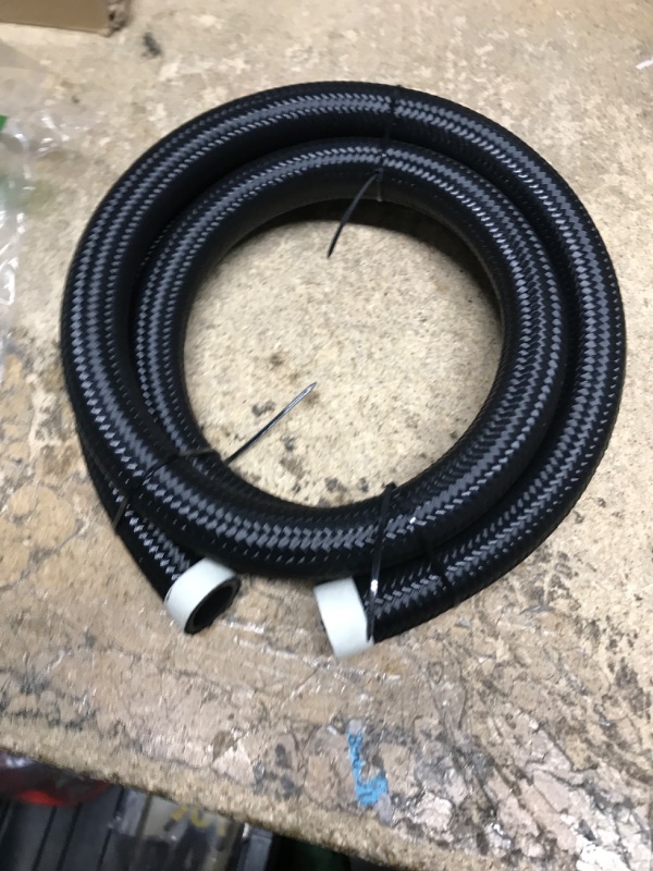 Photo 2 of 12AN 5Feet Stainless Steel Nylon Braided Fuel Line Hose Oil Gas Hose Oil Line Hose Black Black 12AN-5FT