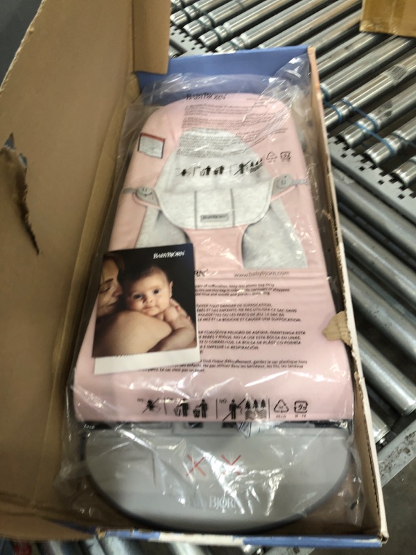 Photo 2 of BABYBJORN Bouncer Balance Soft - Light Pink/Gray, Jersey Cotton Cotton/Jersey Light Pink/Gray