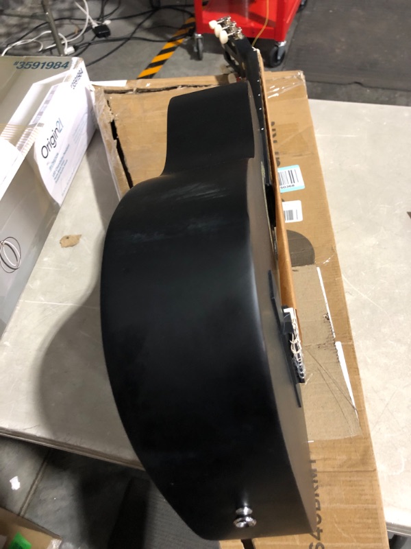 Photo 4 of * used item * see images for damage * 
Pyle Beginner Acoustic Guitar Kit, 1/2 Junior Size All Wood Instrument for Kids, Adults, 34" Black Matte Black Matte 34" Right Handed