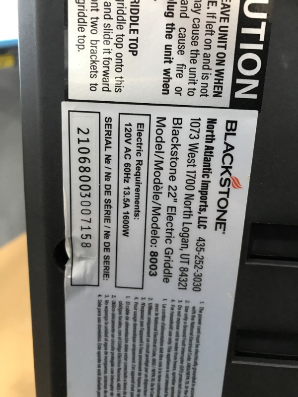 Photo 2 of Blackstone 22-Inch Electric Griddle - 1200W Non Stick Ceramic Titanium Coated Stainless Steel Tabletop Griddle - 8001 & 5017 Grease Cup Liners for Rear Grease Griddles 