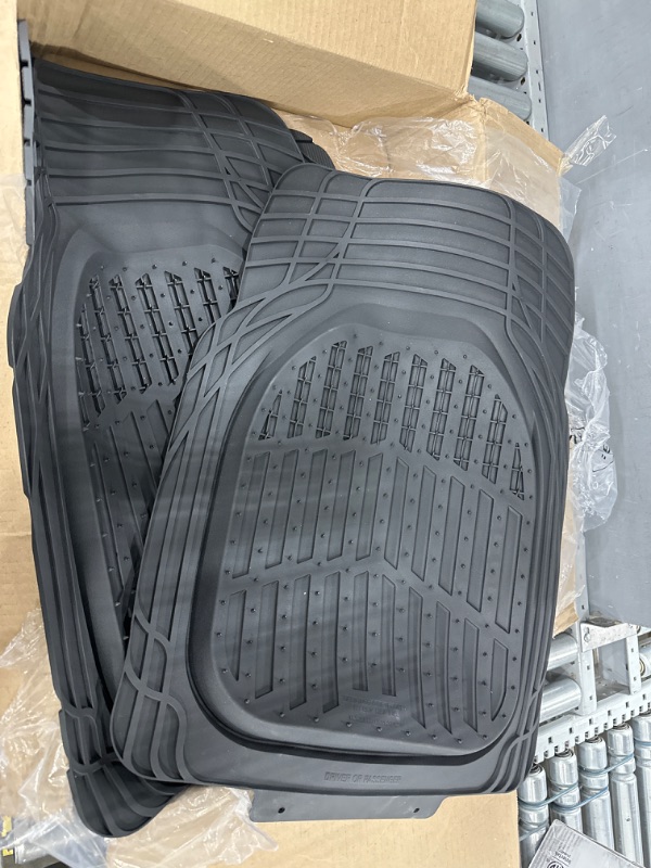 Photo 2 of Motor Trend Original FlexTough Black Rubber Car Floor Mats with Trunk Cargo Liner - All Weather Automotive Floor Mats, Heavy Duty Trim to Fit Design, Floor Liners for Cars Truck Van SUV FlexTough Contour Black