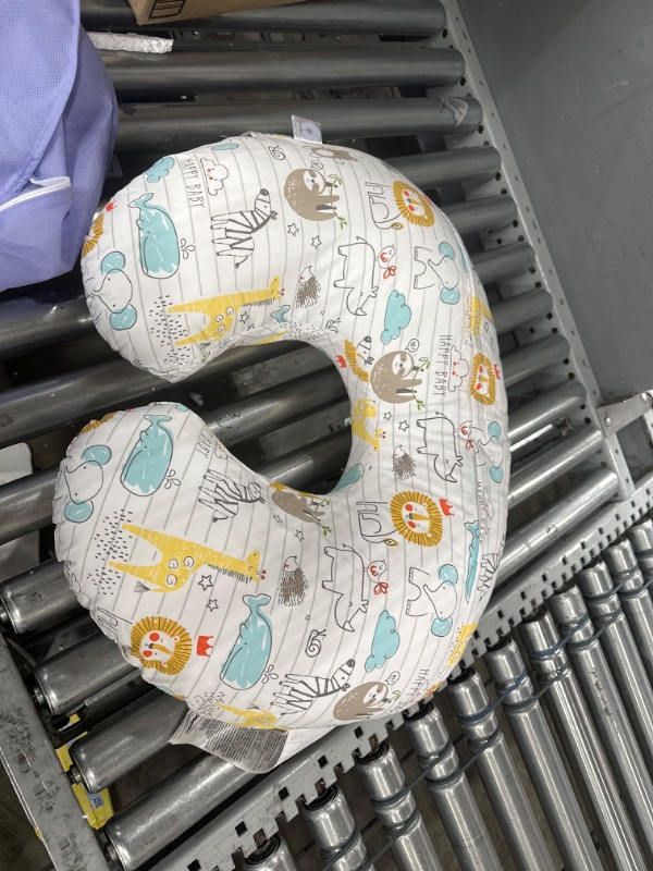 Photo 1 of Boppy Nursing Pillow and Positioner - Original | Multicolor Storybook Stripe | Breastfeeding, Bottle Feeding, Baby Support | with Removable Cotton Blend Cover | Awake-Time Support