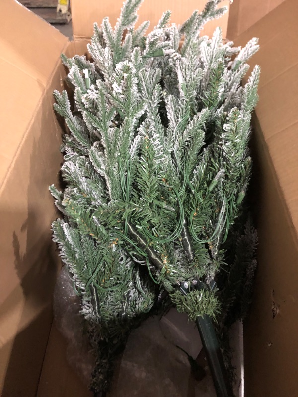 Photo 5 of **READ NOTES BELOW**Puleo International Pre-Lit Potted Flocked Arctic Fir Pencil Artifical Artificial Christmas Tree, Green, 301-PTO9760-60LW120 6' Flocked Potted Arctic Fir