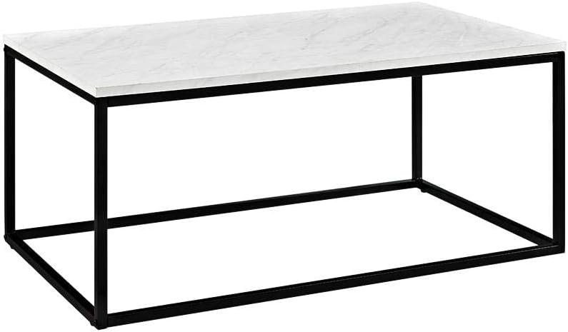 Photo 1 of (READ NOTES) Walker Edison Modern Marble and Metal Frame Open Rectangle Coffee Accent Table Living Room Ottoman End Table, 42 Inch, Marble Marble Modern (PARTS ONLY) 
