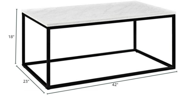 Photo 4 of (READ NOTES) Walker Edison Modern Marble and Metal Frame Open Rectangle Coffee Accent Table Living Room Ottoman End Table, 42 Inch, Marble Marble Modern (PARTS ONLY) 