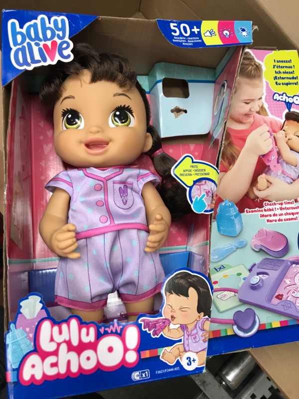 Photo 2 of Baby Alive Lulu Achoo Doll, 12-Inch Interactive Doctor Play Toy with Lights, Sounds, Movements and Tools, Kids 3 and Up, Brown Hair