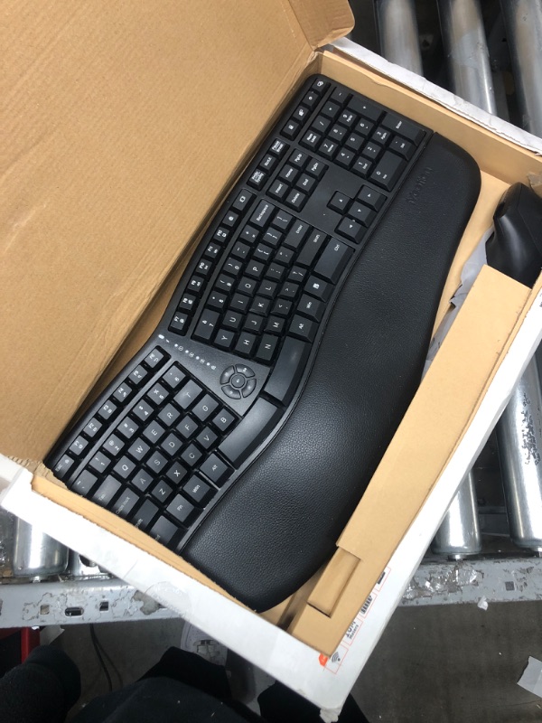 Photo 2 of MEETION Ergonomic Wireless Keyboard and Mouse, Ergo Keyboard with Vertical Mouse, Split Keyboard with Cushioned Wrist, Palm Rest, Natural Typing, Rechargeable, Full Size, Windows/Mac/Computer/Laptop