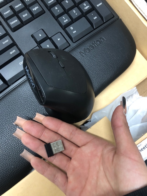 Photo 1 of MEETION Ergonomic Wireless Keyboard and Mouse, Ergo Keyboard with Vertical Mouse, Split Keyboard with Cushioned Wrist, Palm Rest, Natural Typing, Rechargeable, Full Size, Windows/Mac/Computer/Laptop