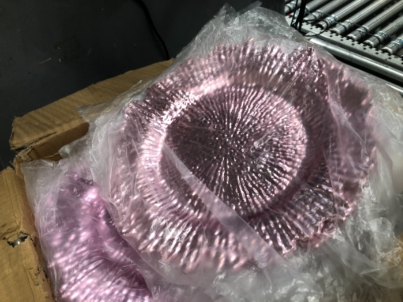 Photo 1 of  Blush Pink Plastic Reef Charger Plates - 80 Count