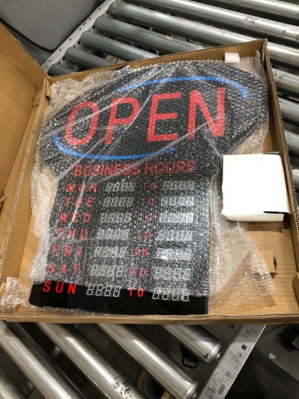 Photo 2 of Kanayu LED Business Open Sign Large Electronic Programmable Store Hours Sign with Instructions, 23.6 x 16.7 x 0.8 inches, Red and Black