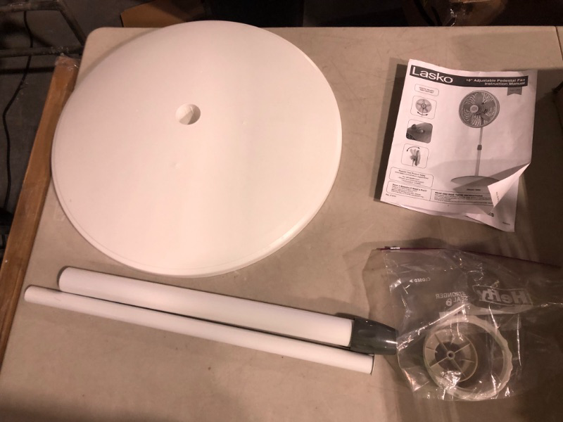 Photo 3 of *PARTS* *See Notes* Lasko Oscillating Pedestal Fan, Adjustable Height 3 Speeds 18" White
