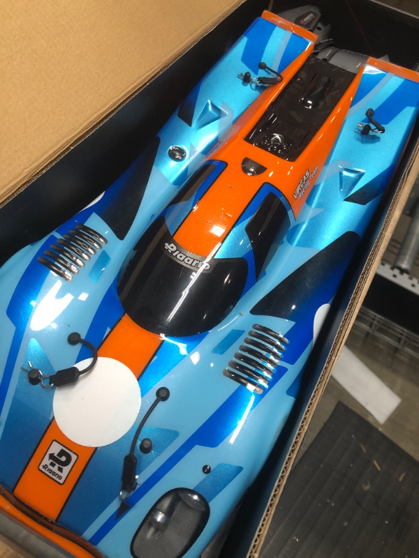 Photo 2 of AMORIL 1/10 Fast RC Cars for Adults, Top Speed 60 KM/H On-Road RTR Supercar AK-917 with 80A Brushed ESC,550 13T Motor and 1 * 3300 mah Battery, Cyan&Orange Orange 1:10 Metal Brushed