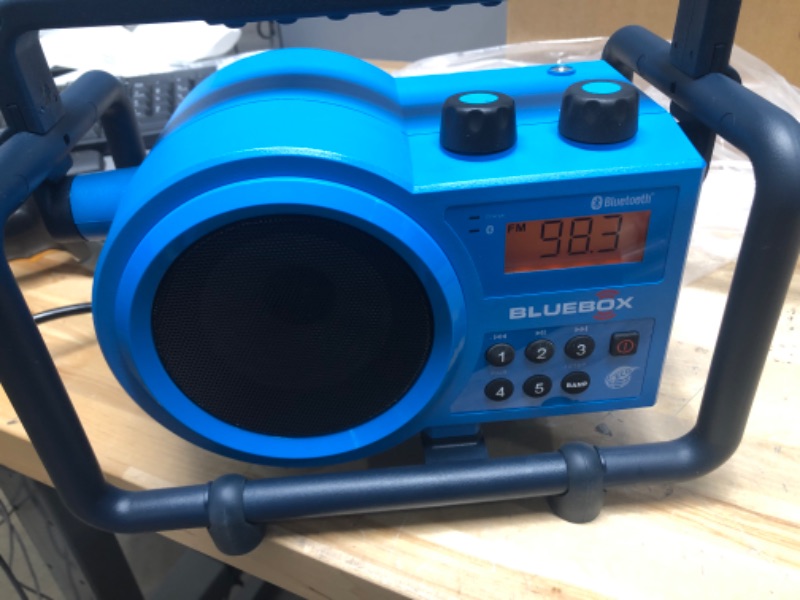 Photo 3 of Sangean BB-100 BlueBox AM/FM Ultra-Rugged Digital Receiver with Bluetooth, Blue, 12.4"