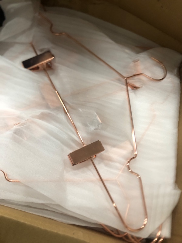 Photo 2 of 25Pack Koobay 17" Metal Hook Wire Rose Gold Copper Hangers with Clips Clothes Stroage Coat Hangers