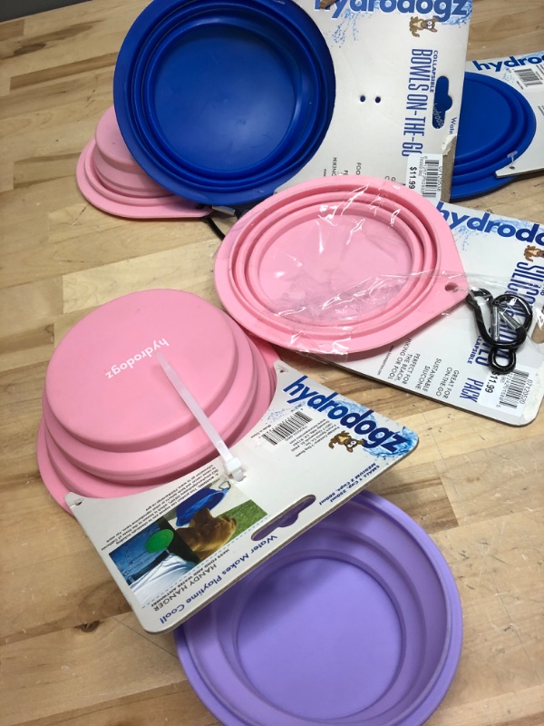 Photo 2 of *3 SETS* Pack Set Collapsible Dog Bowl Portable Foldable Travel Pet Outdoor Food Water
