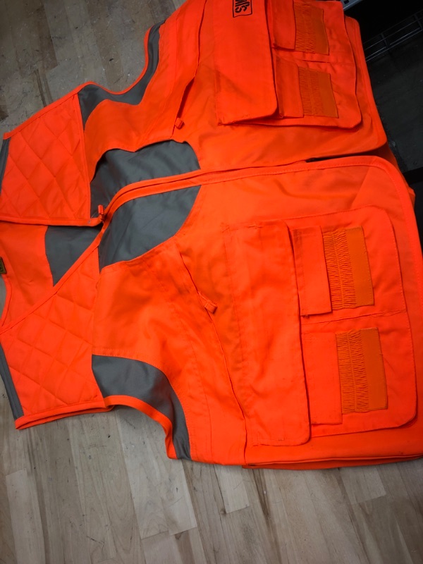 Photo 2 of  SJK BLAZE ORANGE VEST REFLECTIVE SPORTSMAN DELUXE SIZE XL