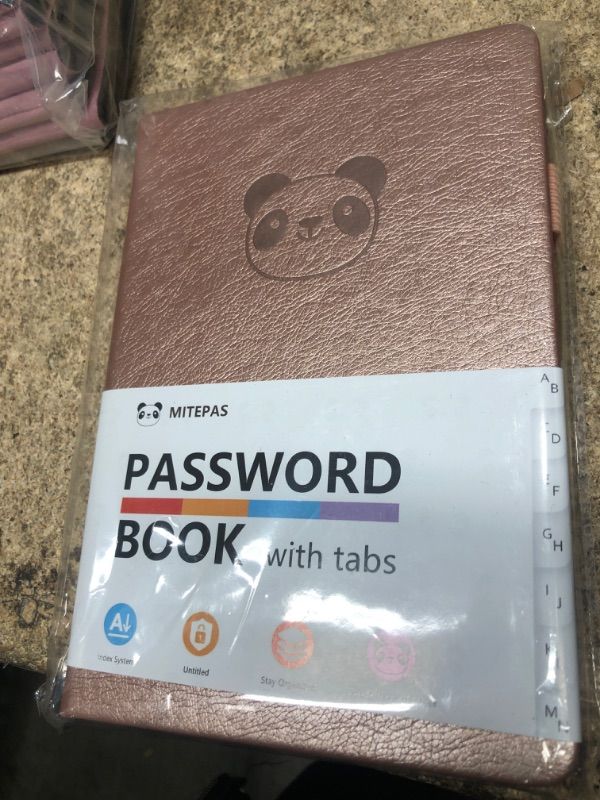 Photo 2 of  Animal-Themed Password Book with Alphabetical Tabs - Hardcover Internet Password Notebook & Organizer, Password Keeper Book for Secure Website Login Details at Home or Office Panda-Themed (5.3 x 7.6") Rose Gold