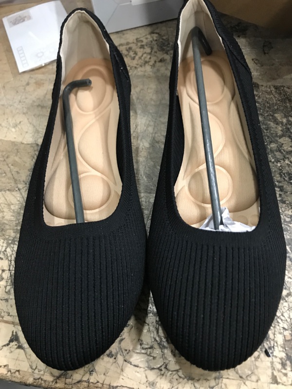 Photo 1 of Arromic Black Flats Shoes for Women, Square Toe Ballet Flats Shoes, Washable Comfortable Knit Flats for Women, Soft Slip on Black Flats for Dressy Wedding Work Office Casual  SIZE 39
