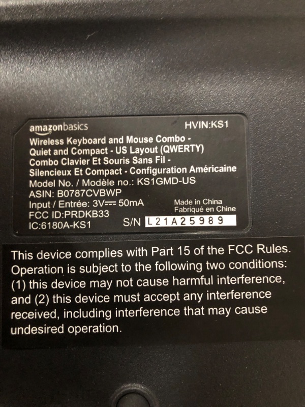Photo 3 of Amazon Basics 2.4GHz Wireless Computer Keyboard and Mouse Combo, Quiet and Compact US Layout (QWERTY), Black
