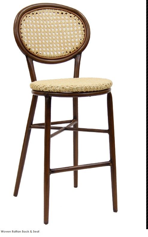 Photo 1 of ***********UNKNOWN IF COMPLETE***********
ALUMINUM OUTDOOR BARSTOOL WITH POLY WOVEN RATTAN BACK & SEAT
