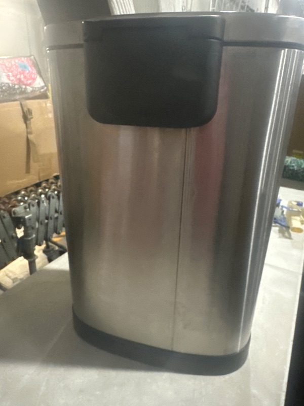 Photo 1 of **READ NOTES BELOW**QUALIAZERO 50L/13Gal Heavy Duty Hands-Free Stainless Steel Commercial/Kitchen Step Trash Can, Fingerprint-Resistant Soft Close Lid Trashcan, 50L / 13 GAL
