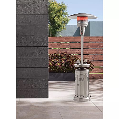 Photo 1 of ***SEE NOTE*** Commercial Grade Stainless Steel Gas Patio Heater 48 000 BTUs with LED Lighted Table Wheels for Convient Mobility Cover Included
