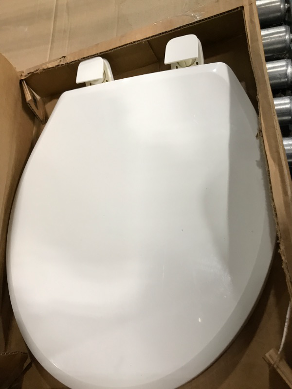 Photo 2 of * used * missing hardware *
Toilet Seat Round with Non-Slip Seat Bumpers, Universal Quiet-Close Toilet Lid,