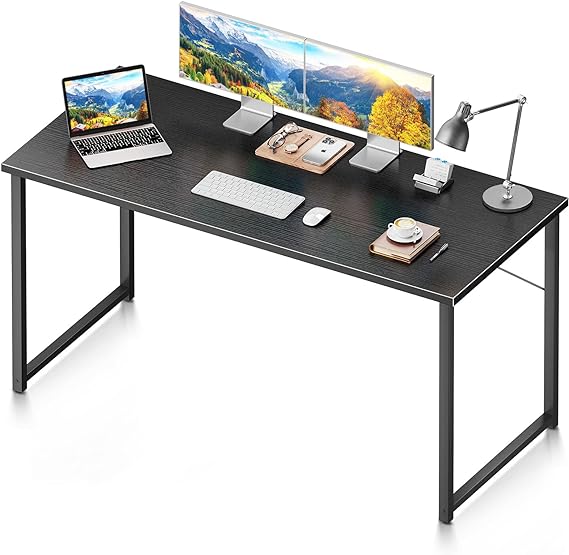 Photo 1 of Coleshome 55 Inch Computer Desk, Modern Simple Style Desk for Home Office, Study Student Writing Desk, Black
