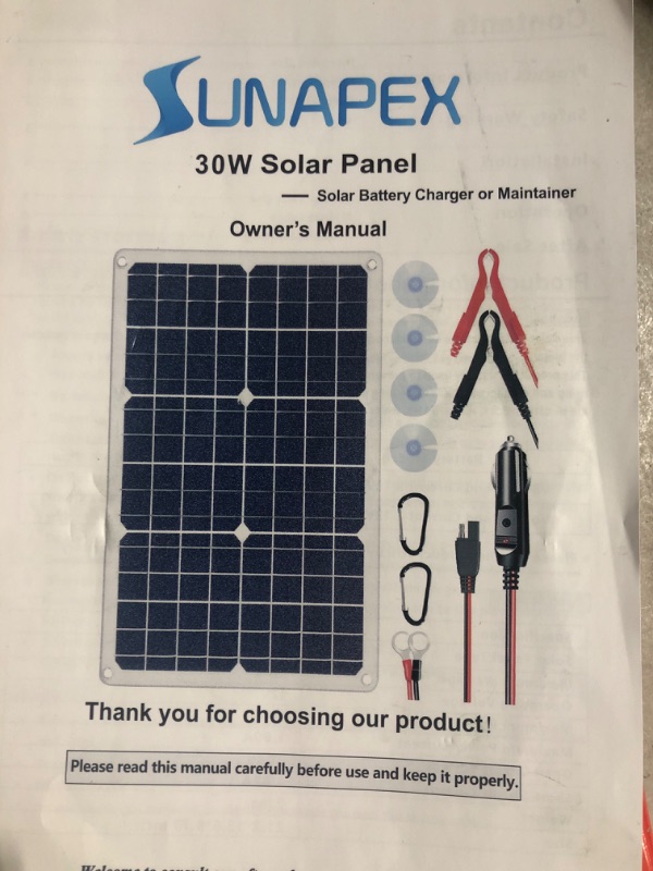 Photo 5 of * used * see all images * 
SUNAPEX Solar Battery Trickle Charger Maintainer 30W 12V Waterproof Solar Panel Trickle Charger 