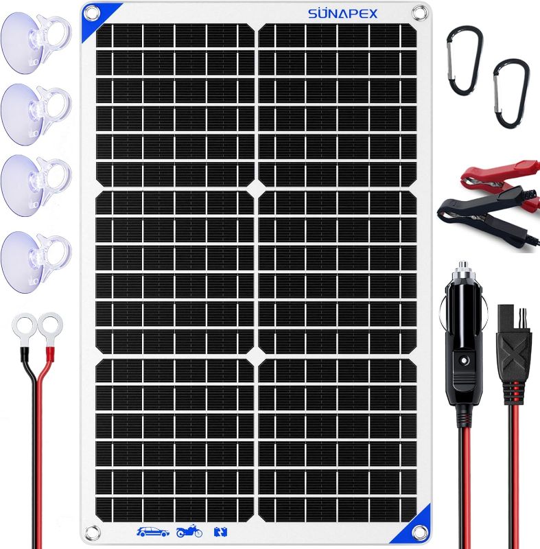 Photo 1 of * used * see all images * 
SUNAPEX Solar Battery Trickle Charger Maintainer 30W 12V Waterproof Solar Panel Trickle Charger 