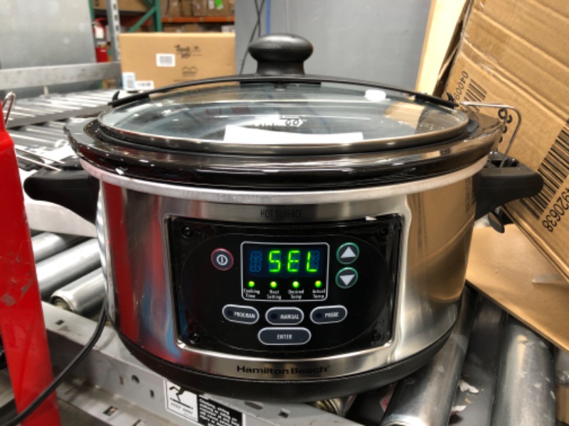 Photo 2 of **NONREFUNDABLE**DAMAGED**SEE NOTES**
Hamilton Beach Portable 6 Quart Set & Forget Digital Programmable Slow Cooker Lock, Dishwasher Safe Crock & Lid, Temperature Probe, Stainless Steel