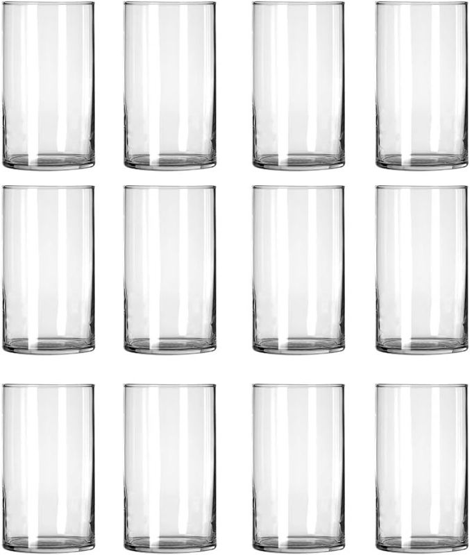 Photo 1 of 12 Pack Clear Glass Cylinder Vases, Table Flowers Vase,for Wedding Decorations and Formal Dinners (6 Inch)